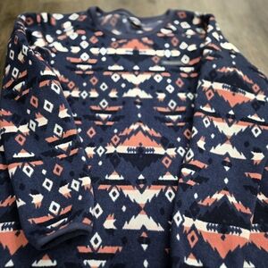 Columbia Navy and Coral Patterned Sweater